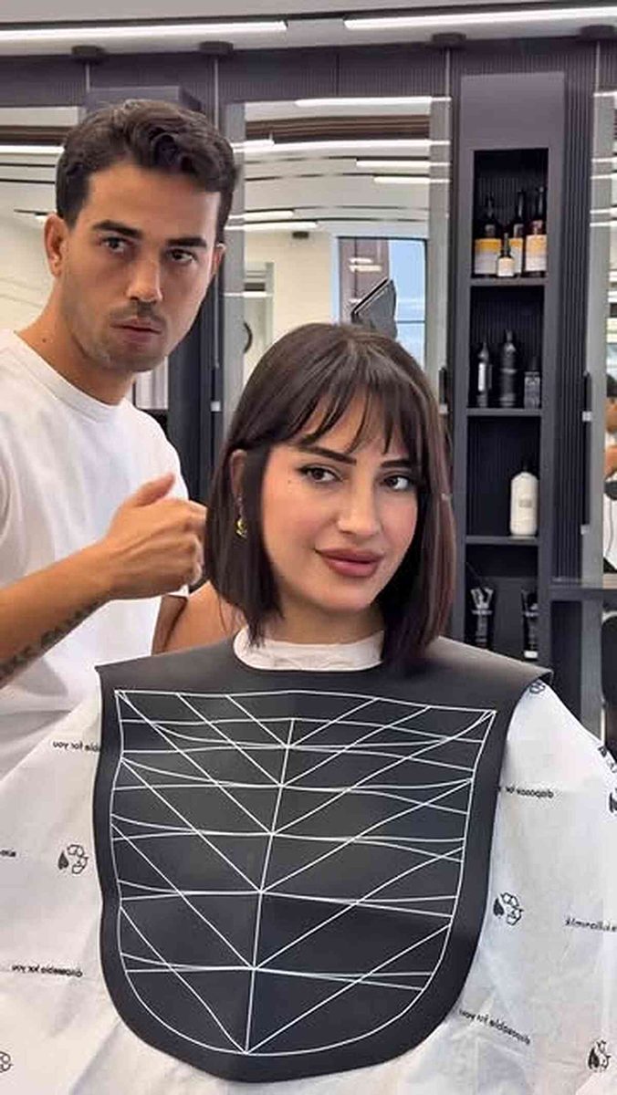 Sleek bob with fringe